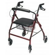 Lumex Walkabout Wide Rollator with Seat - Wide 15.5" Seat with 350 lb. Weight Capacity - Burgundy, RJ4318R