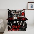 thumbnail image 5 of Manfei Wild Stag Deer Queen Comforter Set,Retro American Flag Comforter Sets Queen,Red Black White,Black Reversible,3-Piece,1 Comforter and 2 Pillowcases, 5 of 7