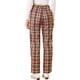 thumbnail image 3 of INSPIRE CHIC Pantalones Largos Rectos de Cintura Elástica con Botón y Cremallera para Mujer a Cuadros XL Rojo Marrón Beige, 3 of 8