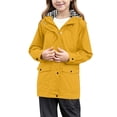 Girls Long Hooded Rain Jacket Snap Button Windproof Outdoor Outerwear ...