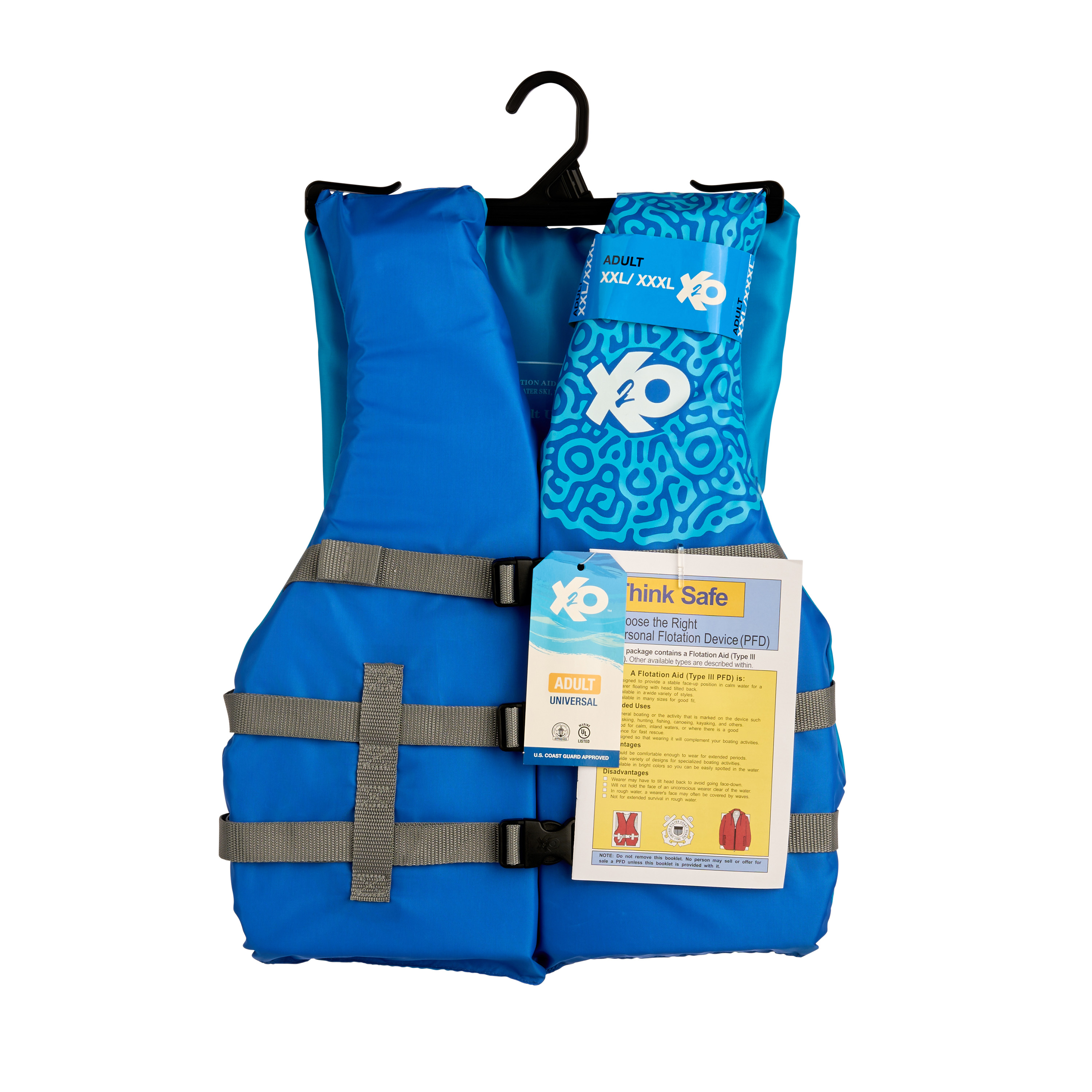 X2O Universal Adult 2X/3X Life Vest and Jacket, (50" - 60" Chest), Blue Ocean Coral - image 2 of 11
