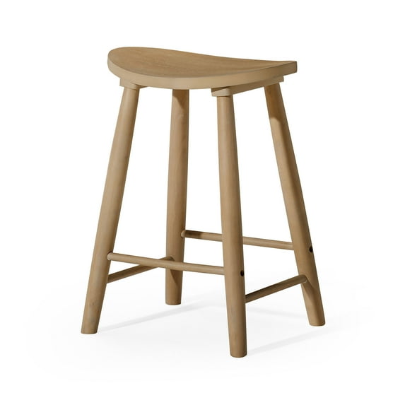 Open Box Maven Lane Luna Counter Stool in Light Oak Wood Finish, Set of 4