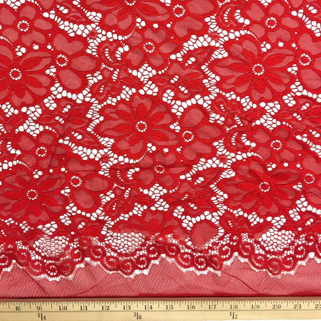 Cotton Stretch Lace No-Wire Sparkle Stripe Band 1122695 F:PANTONE Haute Red: 54DDD
