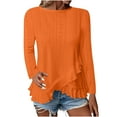 thumbnail image 1 of Plebaso Blouses à Manches Longues pour Femmes, Col Rond, Ourlet Irrégulier, Chemises de Printemps, 1 of 7