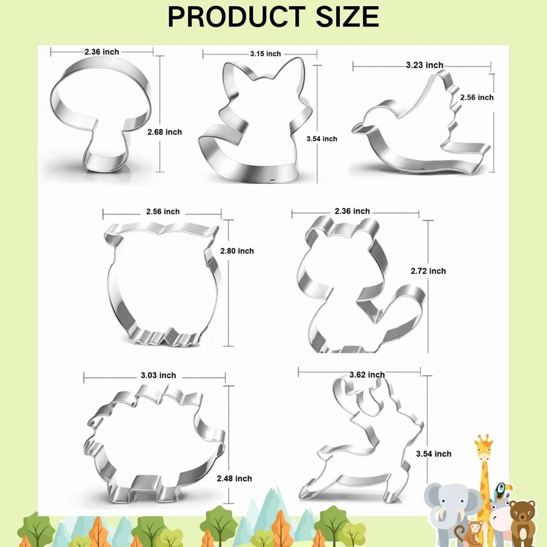BUTTERFLY- Woodland Cookie Cutter Set-3 Inches-7 Piece-Fox,Owl,Deer,Bird,Hedgehog,Squirrel