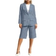 thumbnail image 2 of Ksrymi 2 Piece Sets for Women 2-Piece Blazer & Culottes Set – Solid Notch Lapel Button-Down Long Sleeve Blazer with Flap Pockets, Knee-Length Wide Leg Pants Jumpsuits for Women, 2 of 6