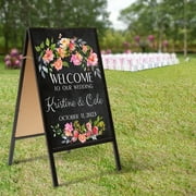 RHF 22" x 40" Standing Chalkboard Easel, Chalkboard Sign, A Framed Sidewalk Sign,A-Frame Chalkboard Menu Sign Board Sidewalk Wedding Signage,Black