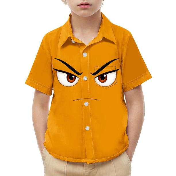 Blusa y camisa de manga corta con cuello vuelto para niños y niñas, moda, estampado bonito con bolsillo, camisa informal de manga corta para niño.