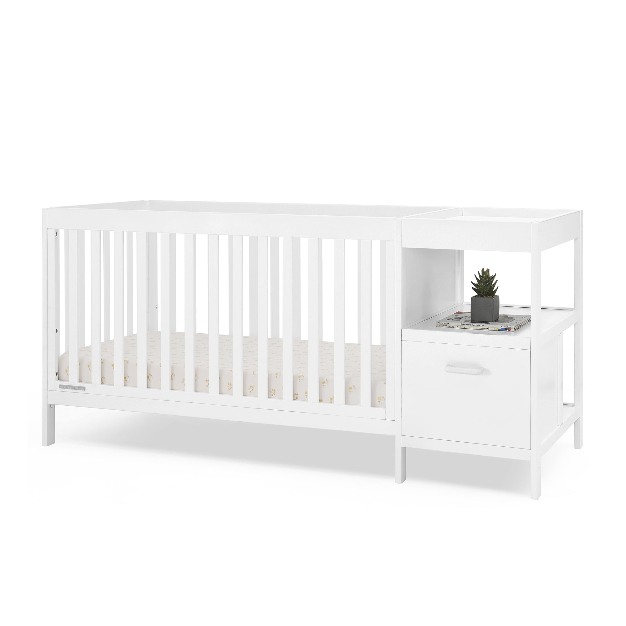 Delta Children Alice 5-in-1 Convertible Crib and Changer - Greenguard Gold Certified, Bianca White