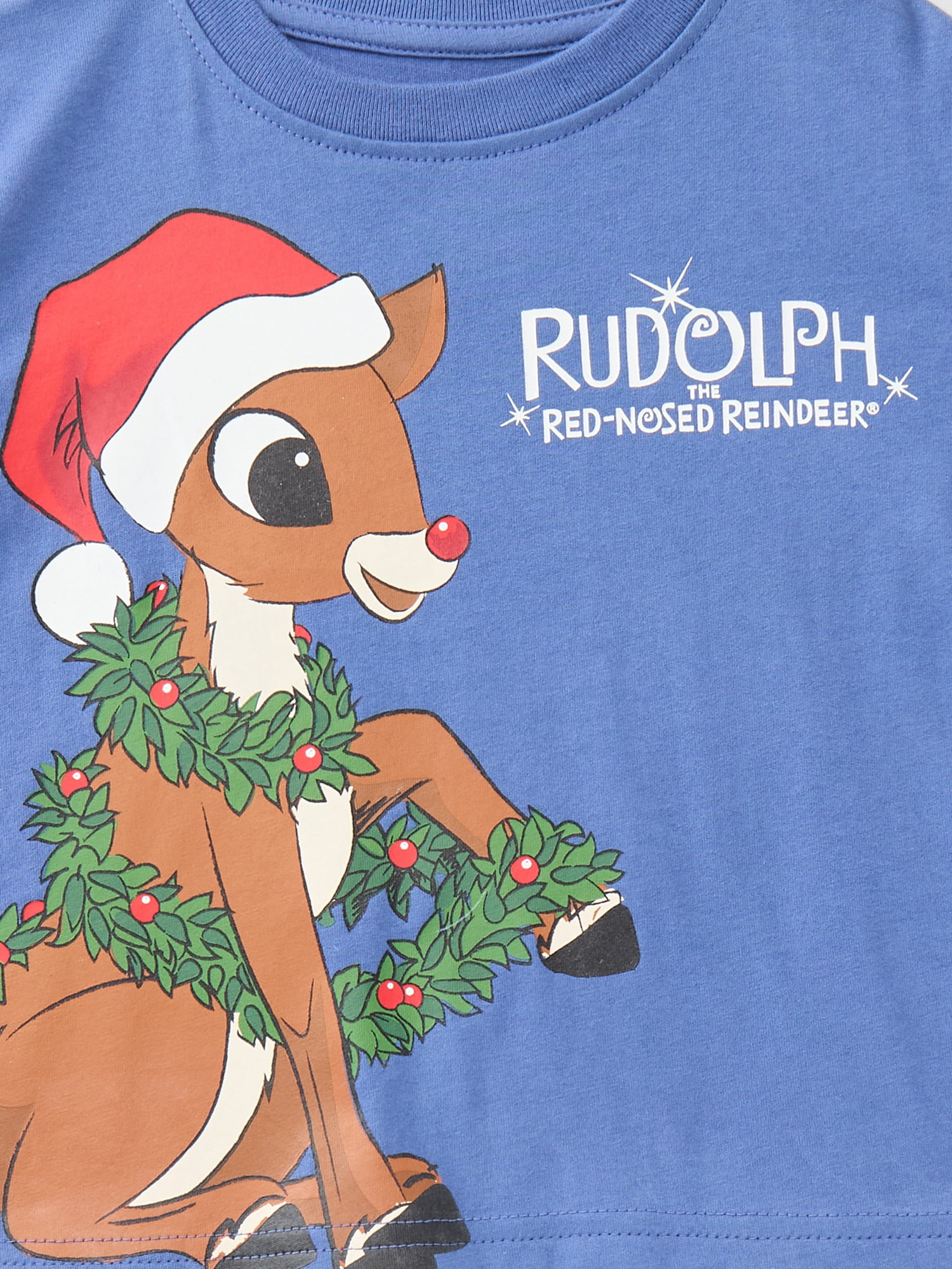 Rudolph Toddler Boys Holiday Graphic Tee with Long Sleeves, Sizes 12M-5T