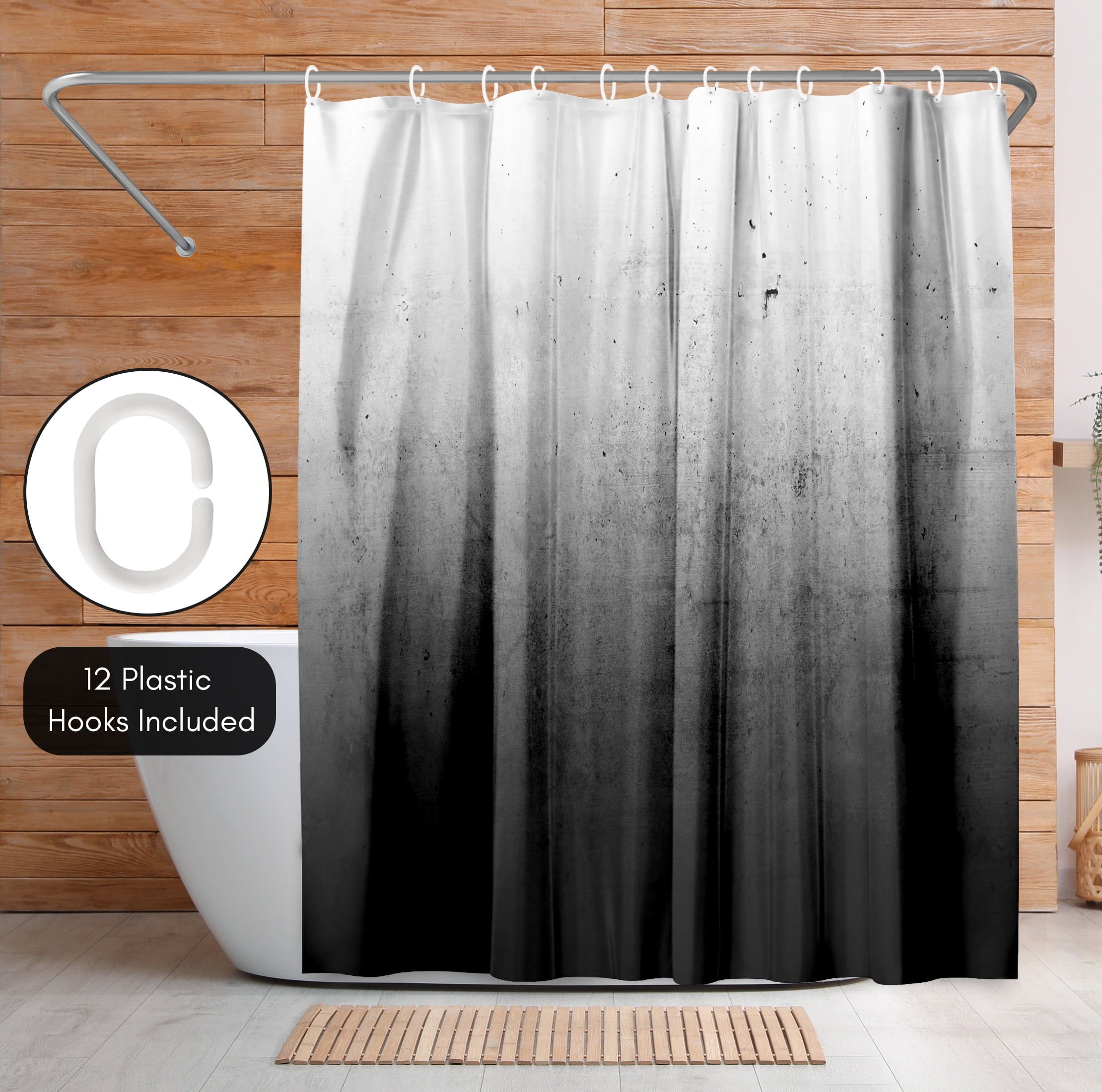 Americanflat 71" x 74" Shower Curtain, Black Ombre by Emanuela Carratoni