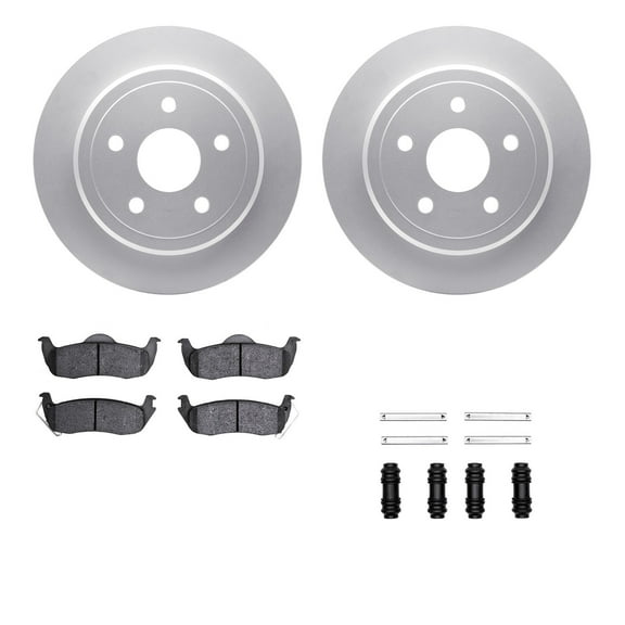 Dynamic Friction Company Rear Geospec Brake Rotors with Ultimate Duty Performance Brake Pads includes Hardware 4412-42002