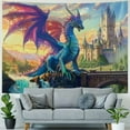 thumbnail image 4 of Chilfamy  Dragon Tapestry Castle Wall Hanging Aesthetic Purple Blue Decoration For Bedroom Living Room Wall Art Tapestries 60x50inch, 4 of 6