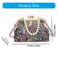 thumbnail image 3 of FENOHREFE Elegant Retro Flower Embroidery Handbag Shoulder Purse Evening Bag with Pearls Chain Decors Crossbody Bag for Women, 3 of 8