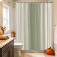 thumbnail image 3 of Sage Green Striped Shower Curtain Set - Standard 72" x 72" Washable Bathtub Curtain with 12 Hooks, Farmhouse Beige Stripes Vintage Rustic Waterproof Fabric Stall Shower Curtains for Bathroom Décor, 3 of 8