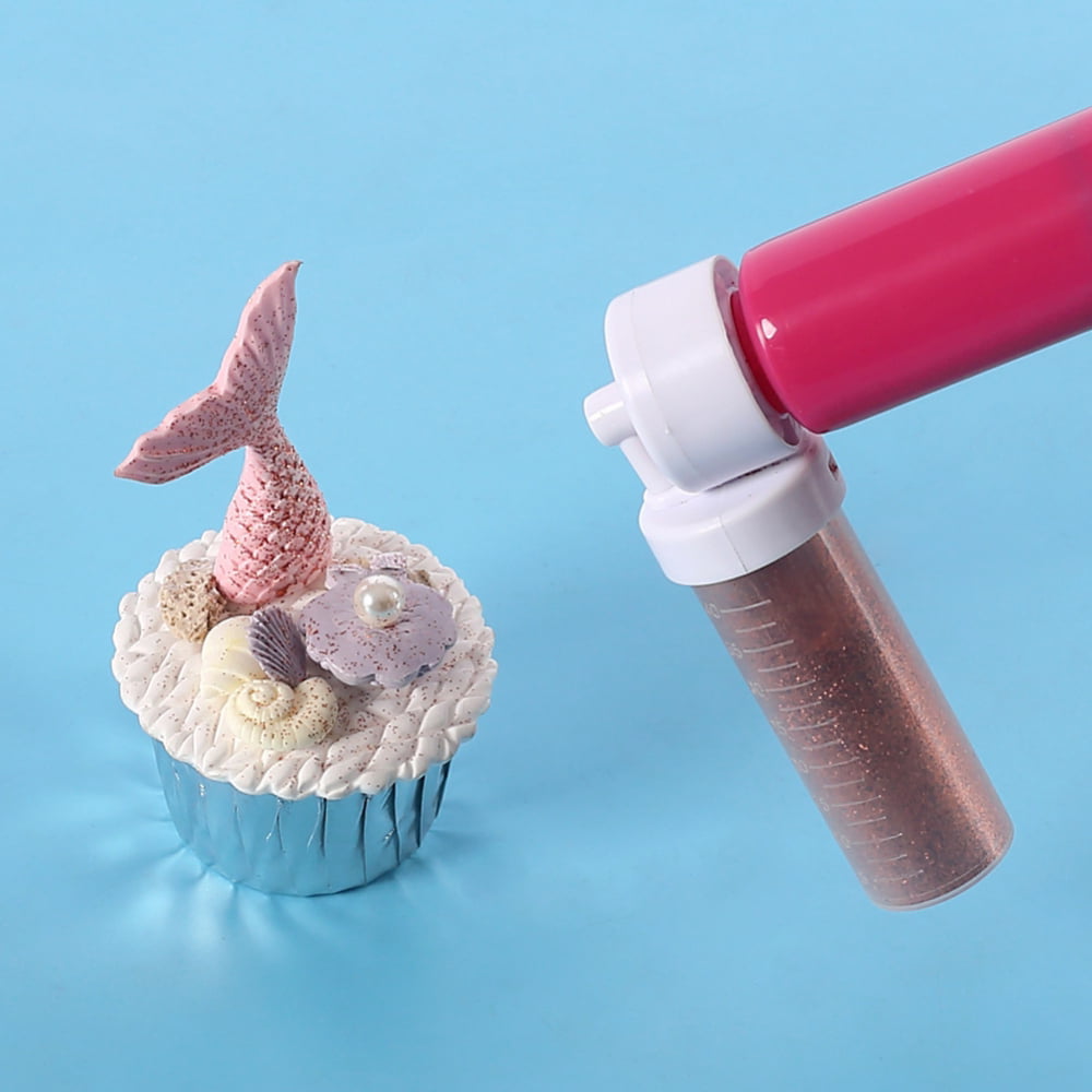Manual Airbrush for Cakes Glitter Decorating Tools, DIY Baking Cake Airbrush Pump Coloring Spray Gun with 4 Pcs Tube, Kitchen Cake Decorating Kit for