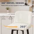 thumbnail image 3 of MultiHaven 26" Swivel Bar Stools Set of 2,Square Back&Metal Legs,PU Leather Counter Height Chairs for Kitchen Island,Bar,Cafe-Bright White, 3 of 10