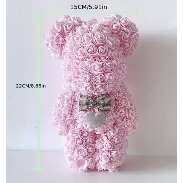 1 pieza de oso de flor eterna for Navidad, día de San Valentín chino y regalo del día de San Valentín, oso rosa de simulación de espuma eterna