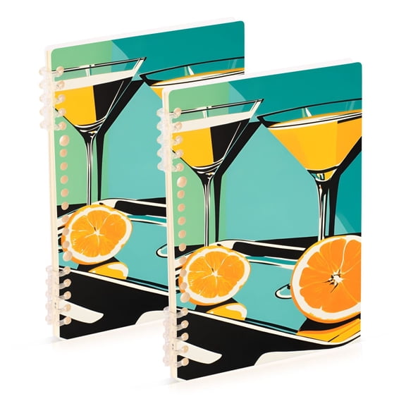 FORMRS 1-Subject Spiral Notebook 8" x 5" College Ruled 60 Refillable Sheet A5 Hard Cover, 2 Pack, Orange Glasses
