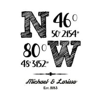 Darling Souvenir Address Coordinate Wall Decor Burlap Print Couple Personalized Wedding Gift-Burlap Print Only(8 x 10 Inches)