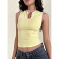 thumbnail image 2 of Women Seamless Clean Line Boat Neck Tank Top Yellow L, 2 of 4