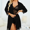 thumbnail image 4 of 4 Pieces Women's Satin Floral Lace Cami Top Lingerie Pajama Set with Robe Dressing Gown Kimono Lingerie Set Satin Pyjamas Lace Robe Bra, 4 of 9