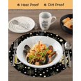 thumbnail image 3 of 15 Inch Round Placemats Set of 6, Merry Christmas Black Non Slip Heat Insulation PP Table Mats, Xmas Snowflakes Polka Dot New Year Washable Place Mats for Kitchen Dining Party Table Decor, 3 of 7