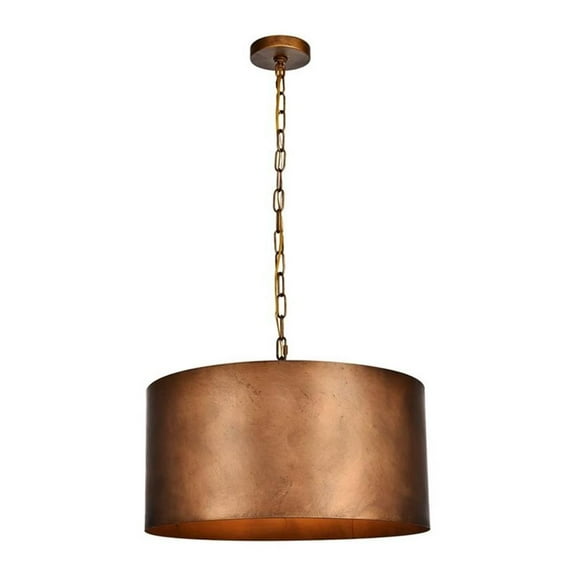 Maklaine 3 - Light Transitional Metal Pendant in Manual Brass
