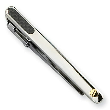Stainless Steel Engravable Carbon Fiber 18k Accent Tie Bar