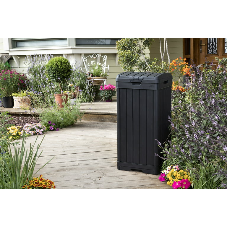 Keter Rockford Duotech Outdoor Garbage Can, Gray, Heavy duty