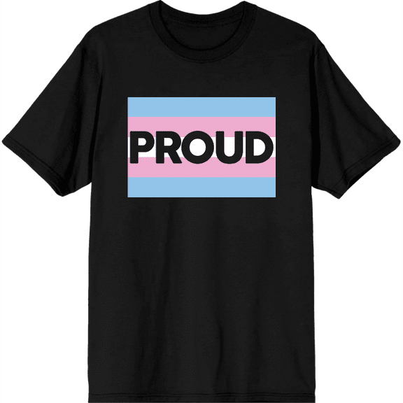 Pride Proud Trans Flag Men's Black Crew Neck Short Sleeve Tee-Large