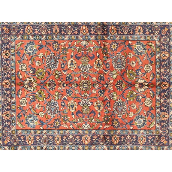 Ahgly Company Indoor Rectangle Contemporary Brown Red Abstract Area Rugs, 7' x 9'