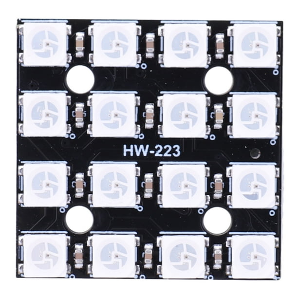 WS2812B Placa Desarrollo Lámpara Color 5V RGB LED 4 * 4 Componentes Electrónicos 16 Bits
