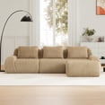thumbnail image 2 of Aukfa 114" L-Shaped Modular Sectional Sofa, 29" Deep Seat Oversized Cloud Couch with Ottoman, Flannelette Upholstered 3-Seater Sofa for Living Room, Light Camel, 2 of 8