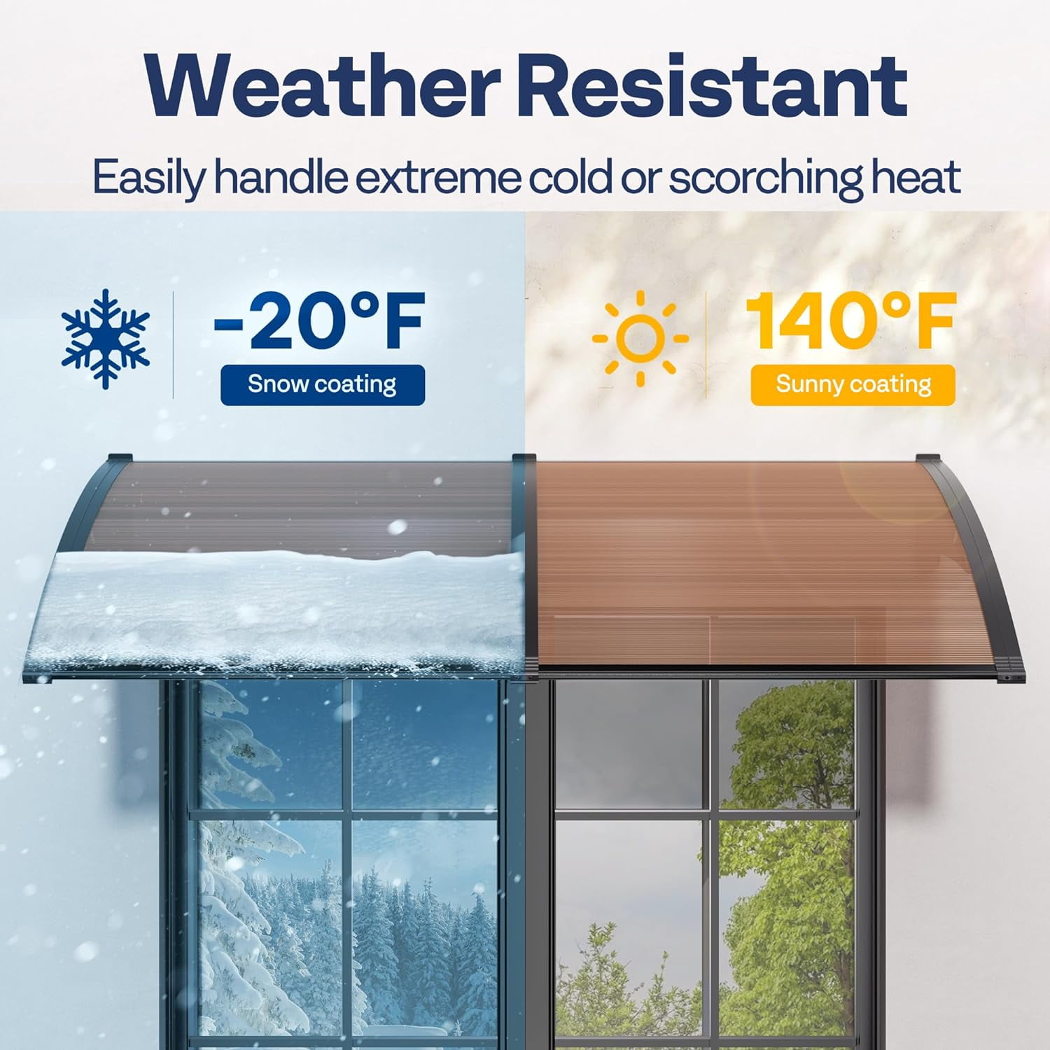 SPECSTAR Polycarbonate Window Door Awning Canopy Brown with Black Bracket 40 Inch x 40 Inch