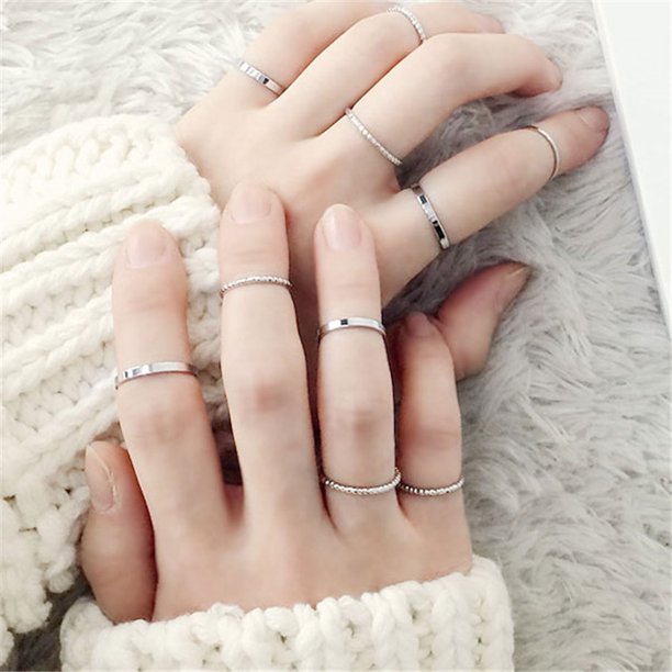 Anillo de 10 piezas, anillo de articulación femenina, anillo de combinación Rrendy, anillo de cola, par de anillos, joyería Wmkox8yii fajkfhkj3135