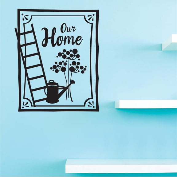 Custom Decals Our Home Wall Art Size: 14 Inches x 28 Inches Color: Black