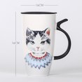 thumbnail image 2 of Ceramic Mug Fashion Cat Printed Milk Mug Coffee Mug Tea Mug with Lid, 2 of 10