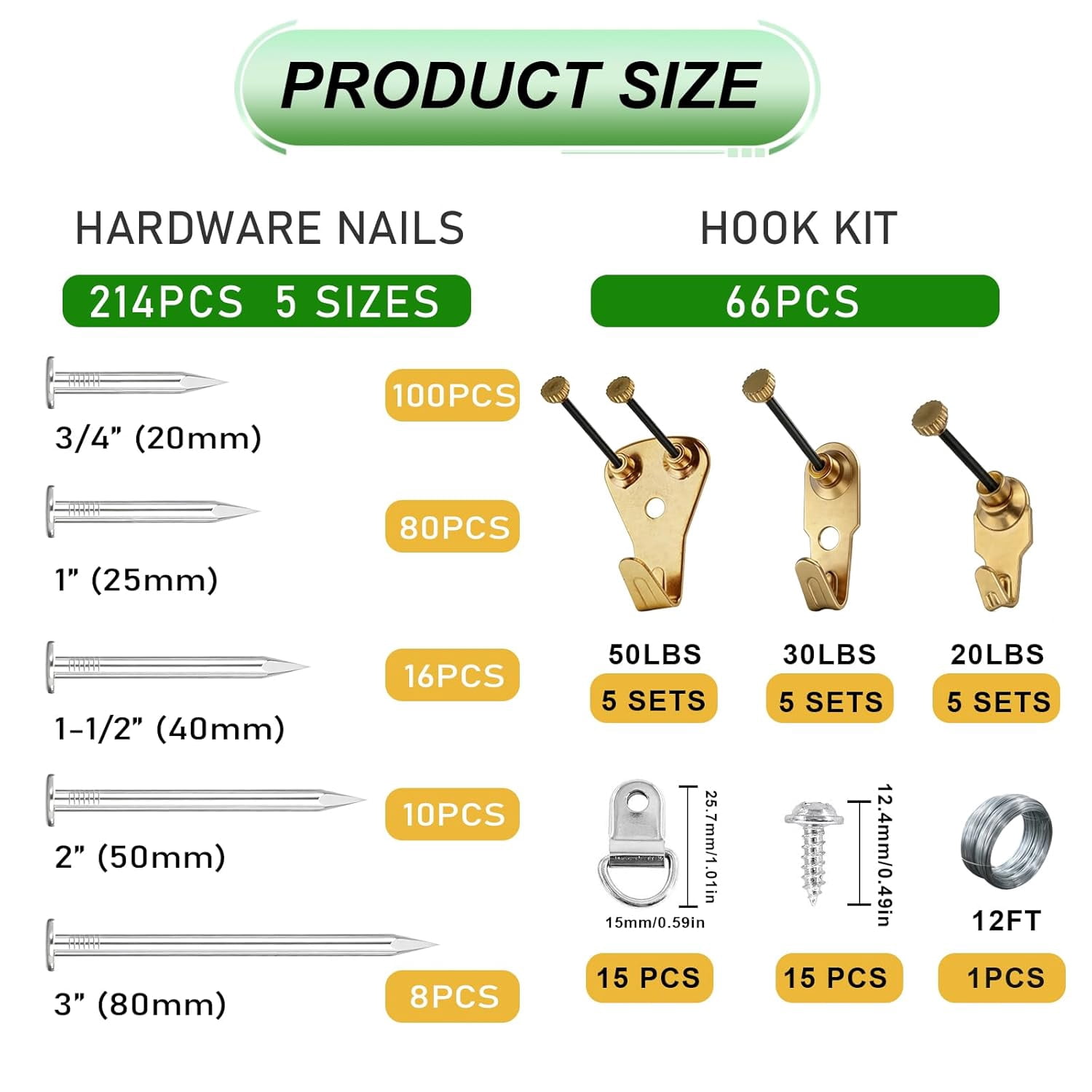 281PCS Picture Hanging Kit,Hammer and Nails Set with Hooks, D Ring,Wire, Wall Hanging Kit,Magnetic Level and Small Claw Hammer Mirror Hanging Kit with Heavy Duty Picture Hanging