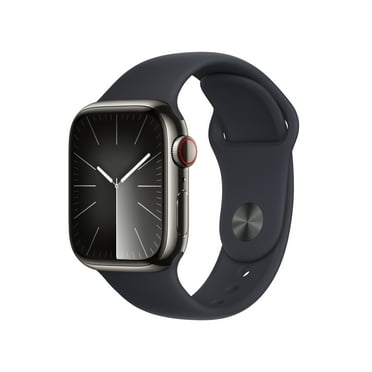 Apple Watch Series 9 With Blood Oxygen. GPS   Cellular 41mm Graphite Stainless Steel Case with Midnight Sport Band - M/L.