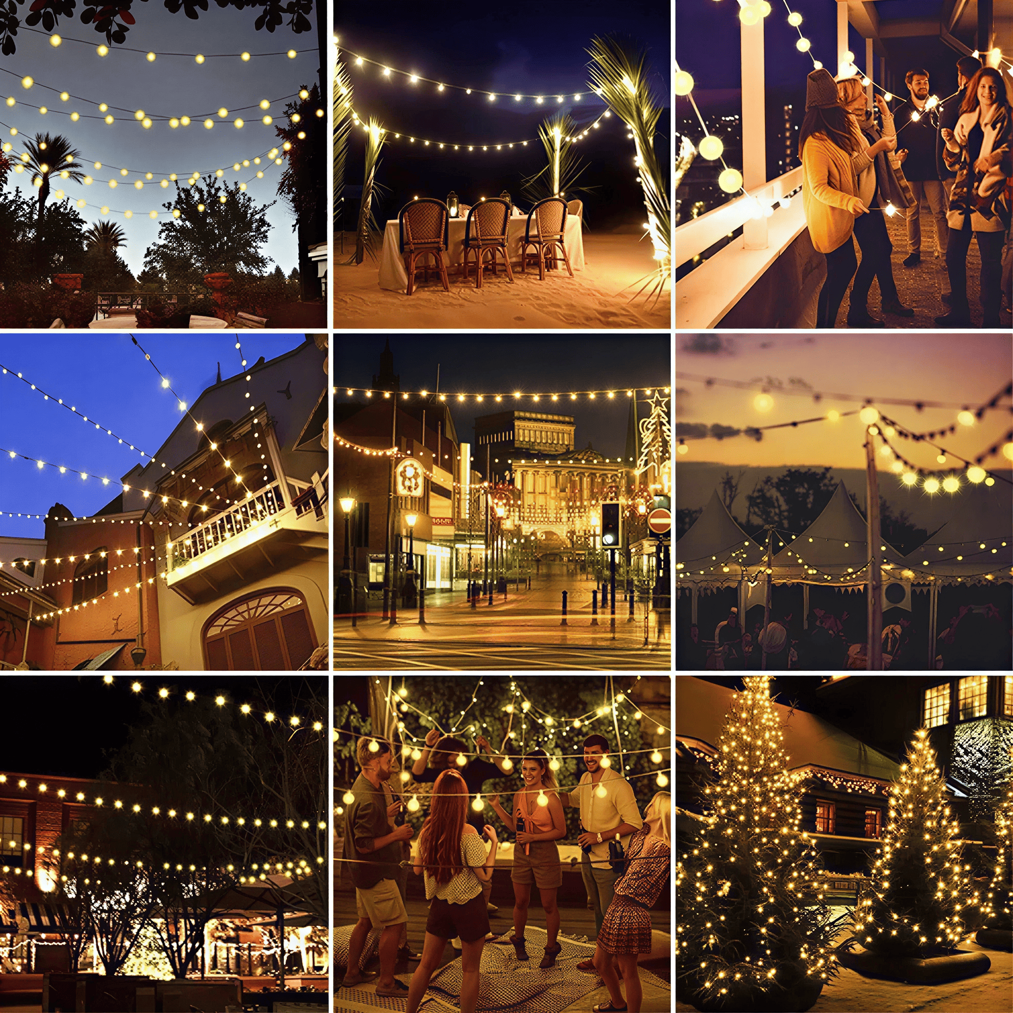 Yuucio Outdoor String Lights 100ft, G40 Led Patio Lights with 52pcs Bulbs,Waterproof Shatterproof Dimmable Hanging