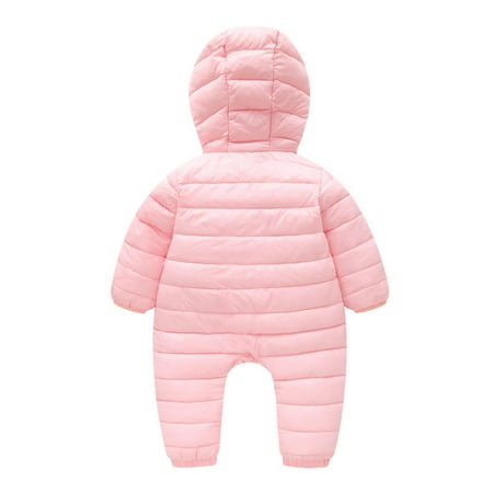 

dmqupv Baby Girls Boys Winter Warm Snowsuit Bear Ears Hooded Jumpsuit Down Coat Romper Padded Baby Boy Coat Outerwear Pink 6-12 Months