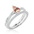 thumbnail image 3 of Gorgeous Art Deco 1.75 Carat Pear Cut Morganite And Diamond Moissanite Engagement Ring, One Matching Band, Twisted Band Wedding Ring in 925 Sterling Silver With 18k White Gold Plating Gift For Her, 3 of 3