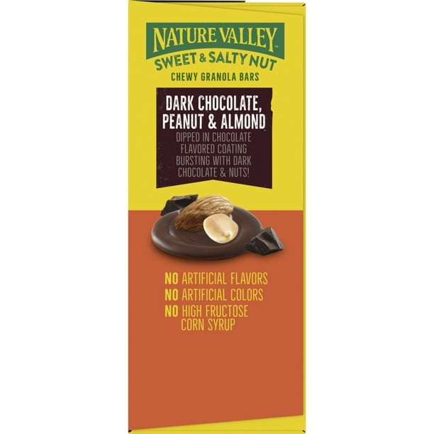 Nature Valley Sweet and Salty Nut Bars, Dark Chocolate Peanut Almond, 15 Bars, 18 OZ - Pack of 2