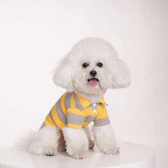 Dog Sweatshirt Dog Shirts Pet Sweatshirt Clothing Striped Polo Shirt for Small Medium Large Dogs Breathable Soft Cotton Puppy Vest Apparel Outfits Yellow