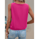 thumbnail image 5 of Chaleco de Cuello Redondo Abotonado de Moda, Color Liso, Rosa, Rojo, XL, 5 of 6