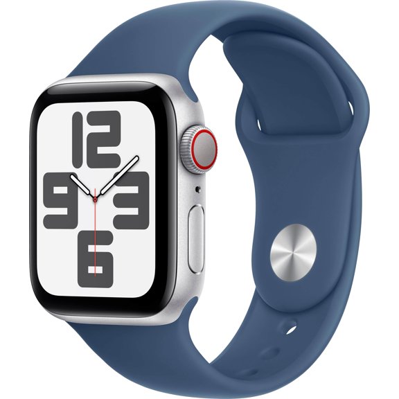 Open Box Apple Watch SE 2 Cell 40mm Silver Aluminum - Denim Sport Band MXFW3LL/A