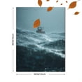 thumbnail image 3 of Storm Ocean Waves Fishing Boat Canvas Print, Living Room Bedroom Kitchen Hallway Decor, 3 of 8