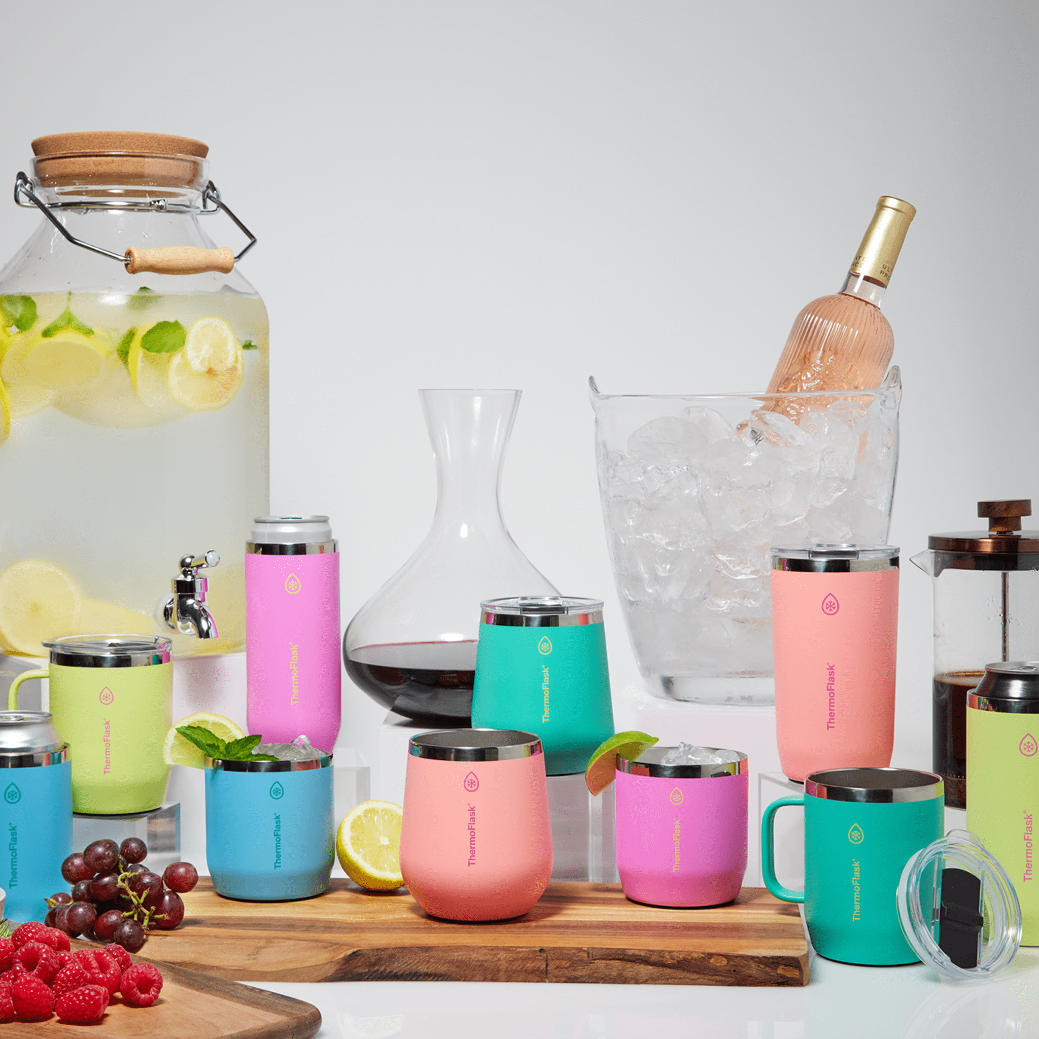 ThermoFlask 16 oz Tall Size 2-In-1 Insulated Can Cooler and Cup, Durable Stainless Steel, Non-Slip Base, Dishwasher Safe, Beverage Container, Sunkissed Coral