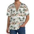 thumbnail image 3 of Honeii 's Flamingo Palm Trees for men's short-sleeved button-up collared shirt featuring a pocket, perfect for beach vacations, and travel adventures., 3 of 5